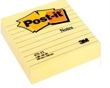 Post-it linieret notes 100x100mm gul